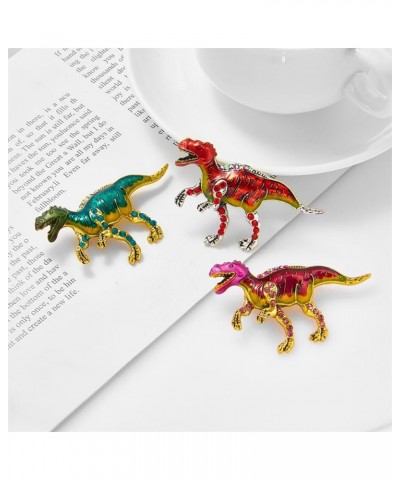 Fashion Dinosaur Brooch Pin Rhinestone T-Rex Dragon Animal Enamel Pins Clip Lapel Sweater Coat Dress Suit Hats Backpacks Badg...