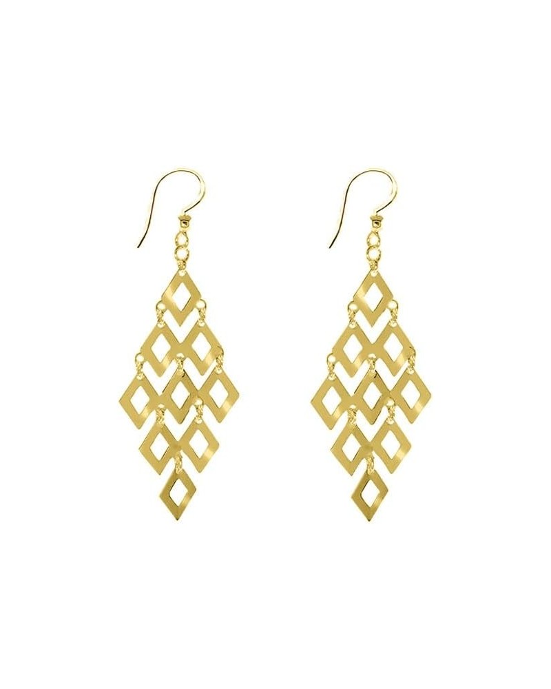 925 Sterling Silver Diamond-Shape Chandelier Drop Earrings-18K Gold Plated Geometric Dangle Earrings for Women & Girls Comes ...