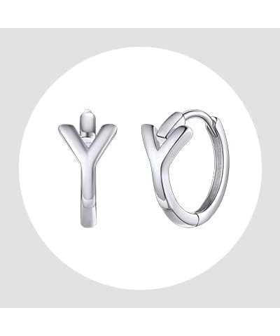 925 Sterling Silver Initial Hoop Earrings for Women Girls, Alphabet Letter A-Z Dainty Huggie Hoop Earrings (with Gift Box) Y ...