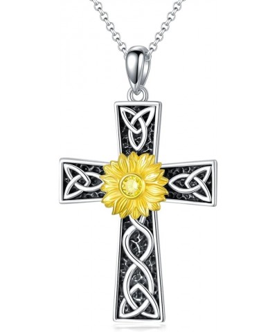 Mother's Day Gifts for Women Mother Girls 925 Sterling Silver Necklace Birthdays Gifts Sunflower Cross $24.48 Necklaces