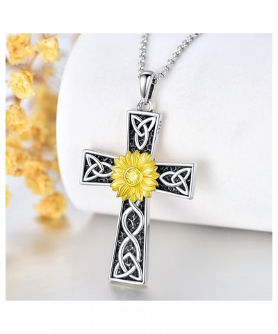 Mother's Day Gifts for Women Mother Girls 925 Sterling Silver Necklace Birthdays Gifts Sunflower Cross $24.48 Necklaces