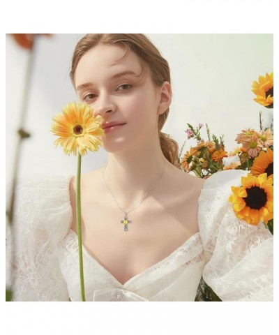 Mother's Day Gifts for Women Mother Girls 925 Sterling Silver Necklace Birthdays Gifts Sunflower Cross $24.48 Necklaces