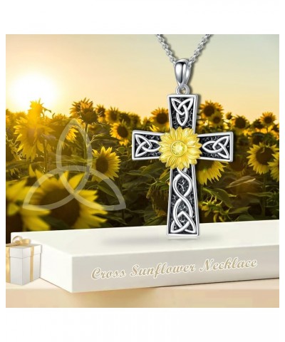 Mother's Day Gifts for Women Mother Girls 925 Sterling Silver Necklace Birthdays Gifts Sunflower Cross $24.48 Necklaces