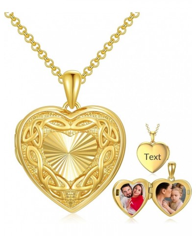 10K 14K 18K Solid Gold Heart Locket That Holds Pictures Personalized Sunflower/Starburst/Cross/Rose/Wings/Lotus/Butterfly/Tur...