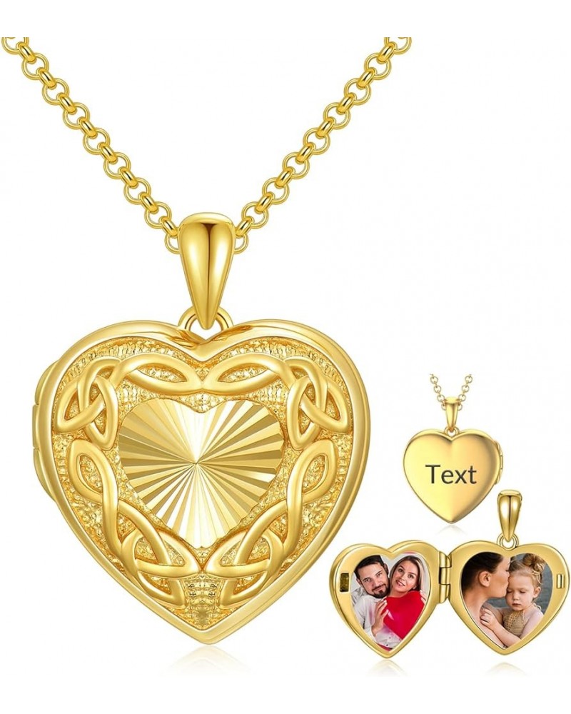 10K 14K 18K Solid Gold Heart Locket That Holds Pictures Personalized Sunflower/Starburst/Cross/Rose/Wings/Lotus/Butterfly/Tur...