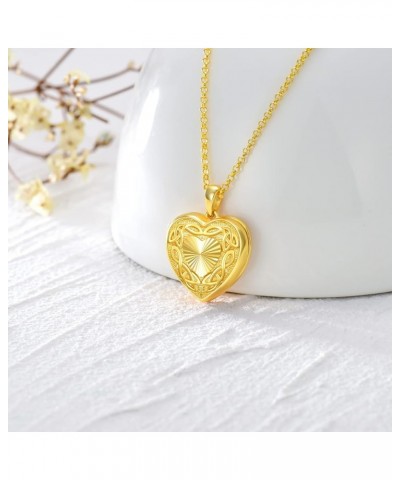 10K 14K 18K Solid Gold Heart Locket That Holds Pictures Personalized Sunflower/Starburst/Cross/Rose/Wings/Lotus/Butterfly/Tur...