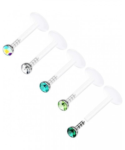 Acrylic Push In Lip Rings 16 gauge 1/4 6mm 2mm Crystal Vertical Labret Earrings Labret Nose Piercing Jewelry See More Colors ...