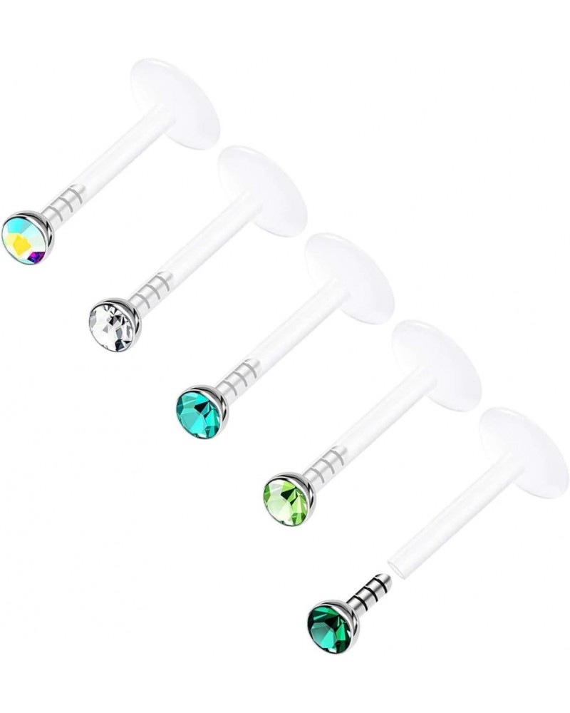 Acrylic Push In Lip Rings 16 gauge 1/4 6mm 2mm Crystal Vertical Labret Earrings Labret Nose Piercing Jewelry See More Colors ...