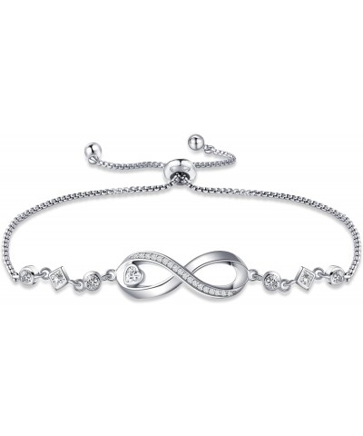 Infinity Bracelets for Women Silver Infinity Love Heart Adjustable Bracelet Gifts for Women Mom Wife Girlfriend $10.25 Bracelets