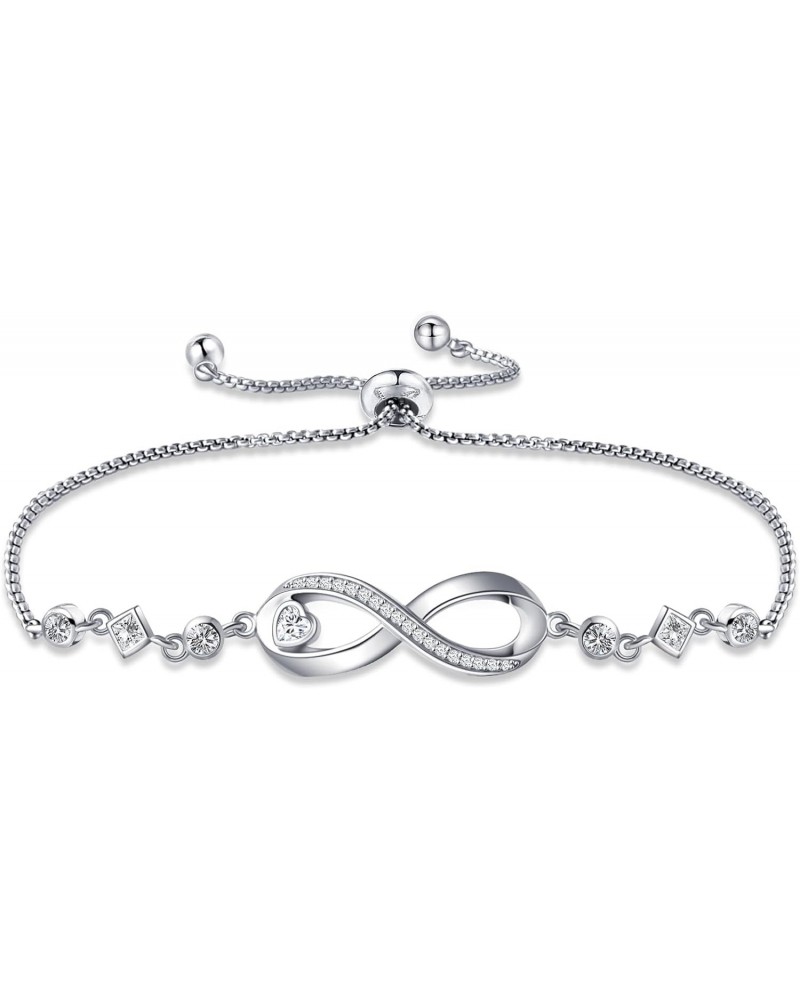 Infinity Bracelets for Women Silver Infinity Love Heart Adjustable Bracelet Gifts for Women Mom Wife Girlfriend $10.25 Bracelets