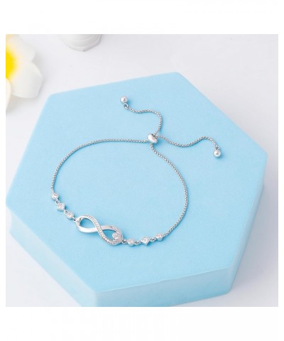 Infinity Bracelets for Women Silver Infinity Love Heart Adjustable Bracelet Gifts for Women Mom Wife Girlfriend $10.25 Bracelets