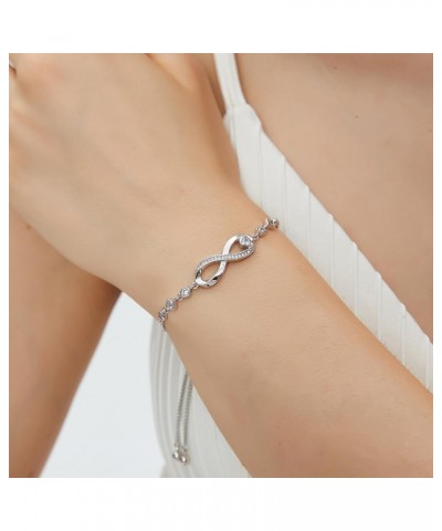 Infinity Bracelets for Women Silver Infinity Love Heart Adjustable Bracelet Gifts for Women Mom Wife Girlfriend $10.25 Bracelets