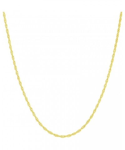 14K, 10K Yellow or White or Rose Solid Gold Italian Diamond Cut 0.8 mm, 0.9 mm, 1 mm, 1.1 mm, 1.2 mm Rope Chain Necklace Thin...