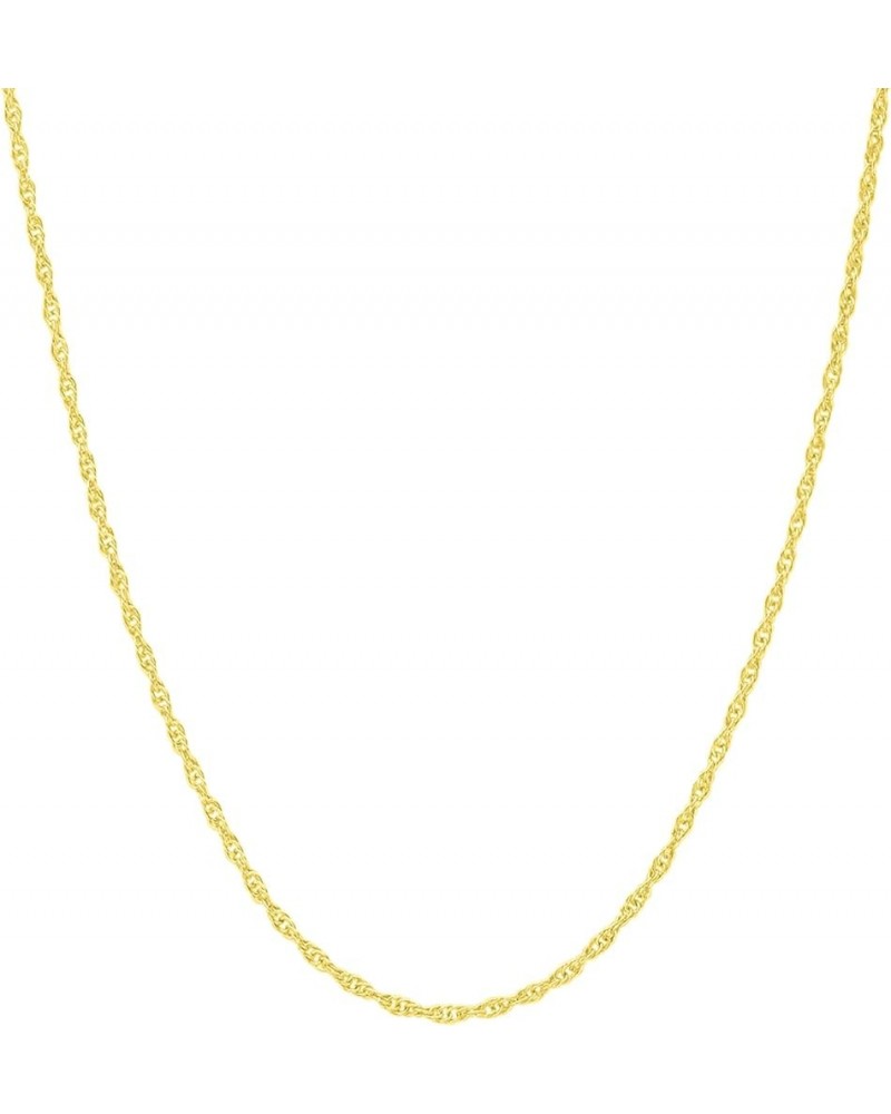 14K, 10K Yellow or White or Rose Solid Gold Italian Diamond Cut 0.8 mm, 0.9 mm, 1 mm, 1.1 mm, 1.2 mm Rope Chain Necklace Thin...