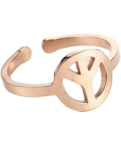 Stainless Steel Hippie Peace Sign Ring Open Adjustable Love Peace Sign Finger Ring Jewelry for Women Girls rose gold $7.07 Rings