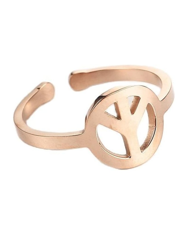 Stainless Steel Hippie Peace Sign Ring Open Adjustable Love Peace Sign Finger Ring Jewelry for Women Girls rose gold $7.07 Rings