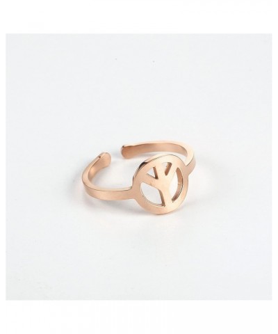 Stainless Steel Hippie Peace Sign Ring Open Adjustable Love Peace Sign Finger Ring Jewelry for Women Girls rose gold $7.07 Rings