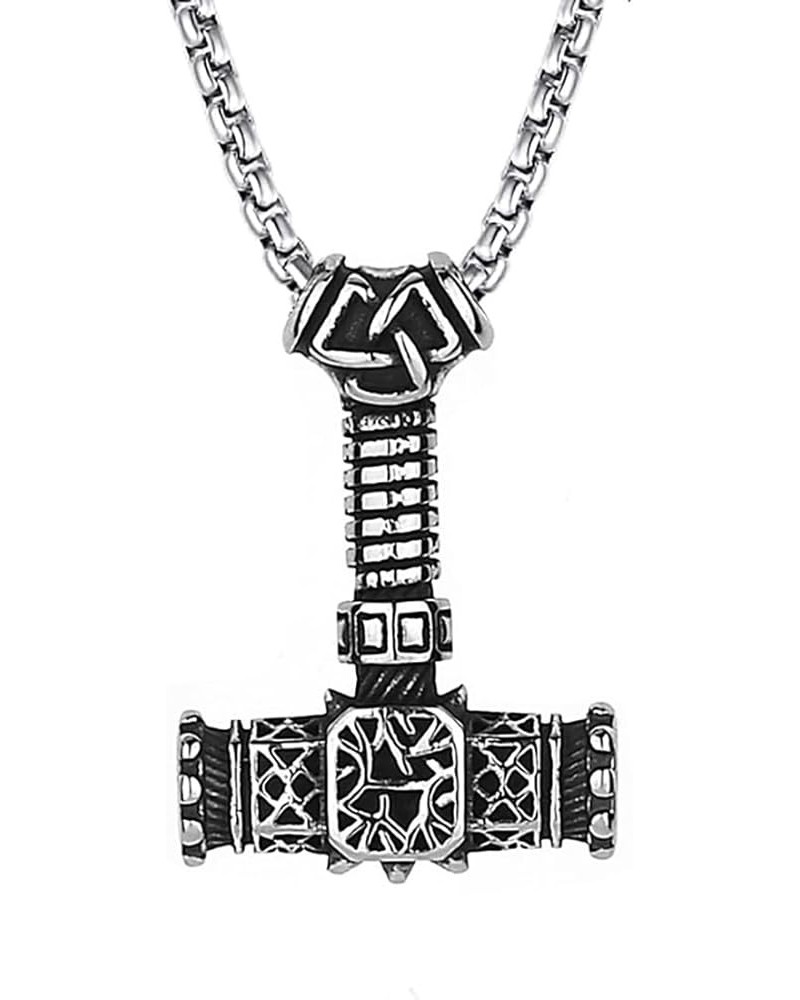 Men's Pendant Necklace for Men Boys with 23.6'' Stainless Steel Box Chain 054-Nordic Hammer $9.61 Necklaces