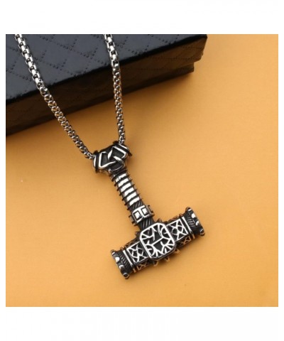 Men's Pendant Necklace for Men Boys with 23.6'' Stainless Steel Box Chain 054-Nordic Hammer $9.61 Necklaces