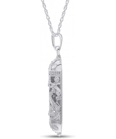 Jewish Mezuzah Round Shape White CZ 14K Gold Over Sterling Silver Pendant Necklace white-gold-plated-silver $39.04 Necklaces