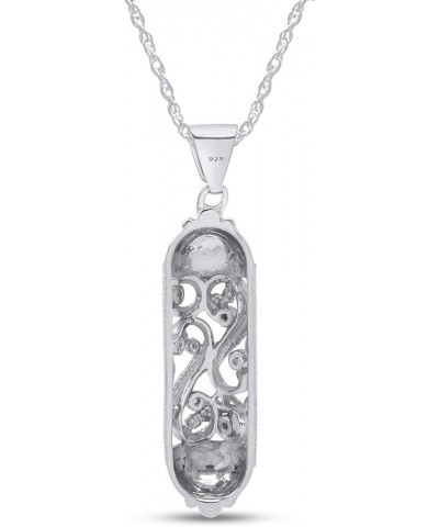 Jewish Mezuzah Round Shape White CZ 14K Gold Over Sterling Silver Pendant Necklace white-gold-plated-silver $39.04 Necklaces