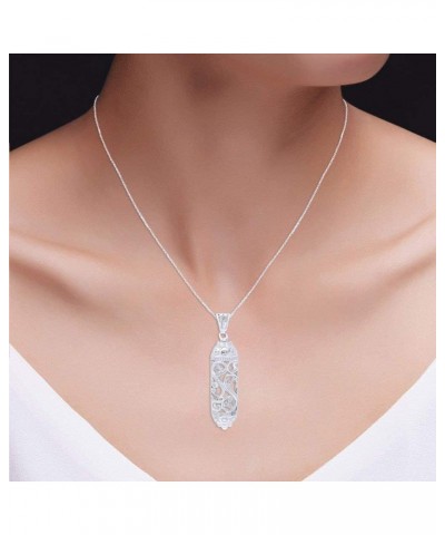 Jewish Mezuzah Round Shape White CZ 14K Gold Over Sterling Silver Pendant Necklace white-gold-plated-silver $39.04 Necklaces