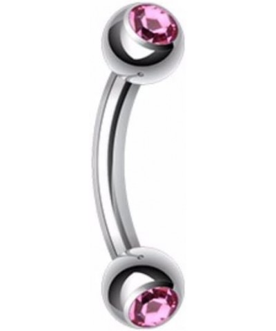 Double Gem Ball Curved Barbell WildKlass Eyebrow Ring 16 GA, 8mm, 3mm ball size, Pink $8.95 Body Jewelry