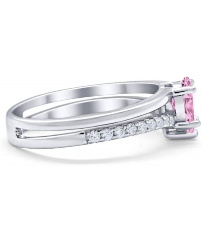 Teardrop Pear Wedding Engagement Ring Round Simulated Cubic Zirconia Accent 925 Sterling Silver Simulated Pink CZ $14.49 Rings