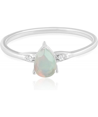 Dew Sterling Silver Genuine Gemstone Stackable Pear Ring, Sizes 6-8 6 Ethiopian Opal Sterling Silver $64.07 Rings