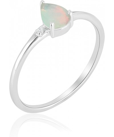 Dew Sterling Silver Genuine Gemstone Stackable Pear Ring, Sizes 6-8 6 Ethiopian Opal Sterling Silver $64.07 Rings