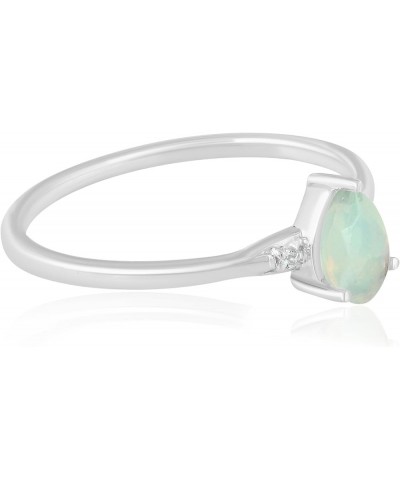 Dew Sterling Silver Genuine Gemstone Stackable Pear Ring, Sizes 6-8 6 Ethiopian Opal Sterling Silver $64.07 Rings