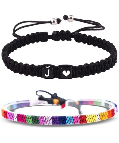 Initial Bracelets for Men Women Handmade Rope Braided A-Z Letter Bracelets Best Friend Couples Bracelets Adjustable J $11.20 ...