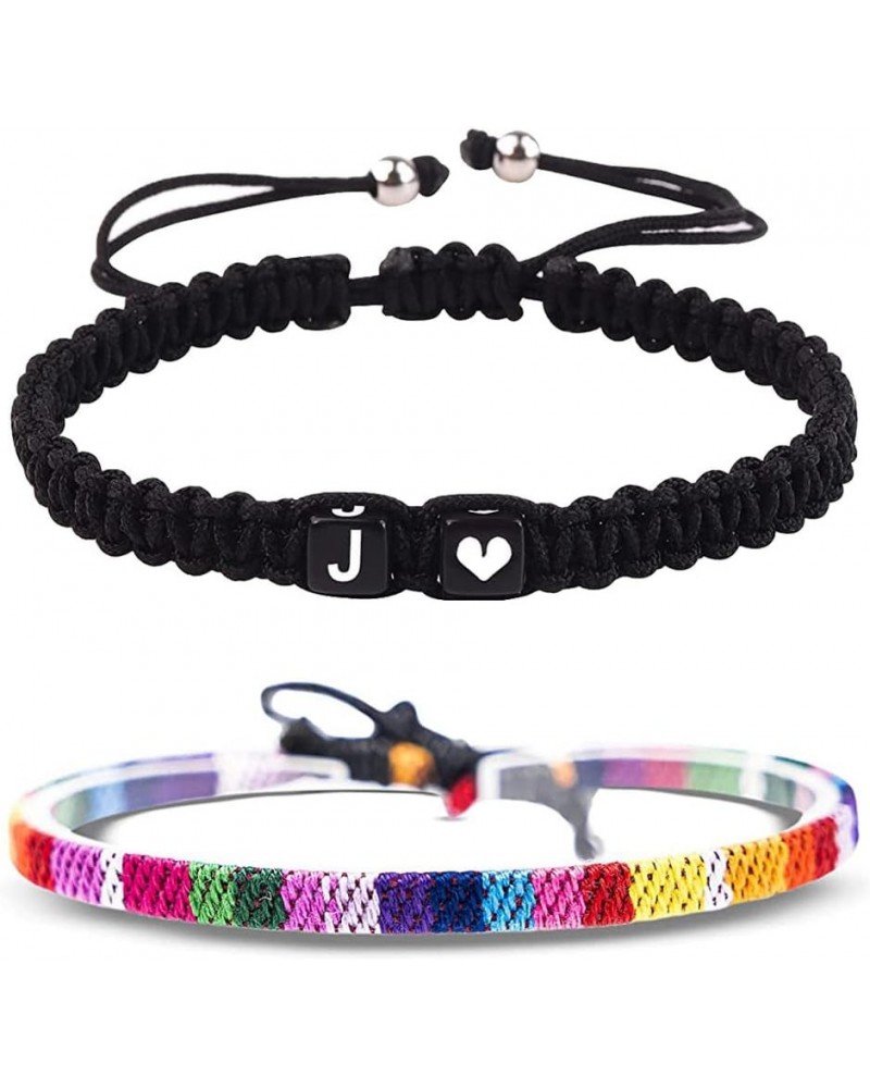 Initial Bracelets for Men Women Handmade Rope Braided A-Z Letter Bracelets Best Friend Couples Bracelets Adjustable J $11.20 ...