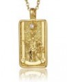 Vintage Tarot Cards Necklace with Zircon for Women Teens, Stainless Steel Gold Plated Tarot Dangle Pendant Jewelry Justice $7...