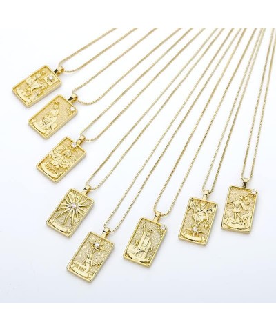 Vintage Tarot Cards Necklace with Zircon for Women Teens, Stainless Steel Gold Plated Tarot Dangle Pendant Jewelry Justice $7...