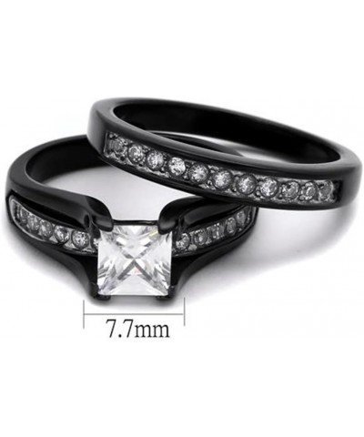 His and Her 3 Piece Black Stainless Steel and Titanium Wedding Engagement Ring Band Set Size Women's 09 Men's 12 $21.03 Sets