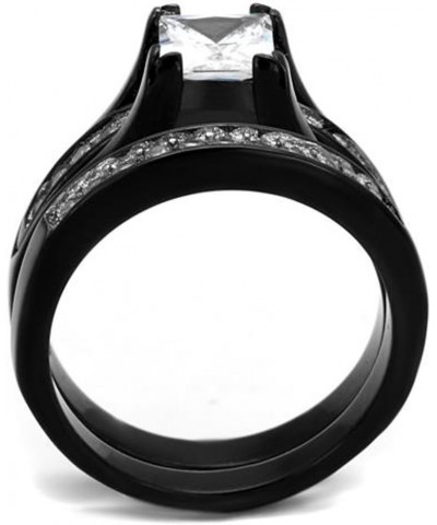 His and Her 3 Piece Black Stainless Steel and Titanium Wedding Engagement Ring Band Set Size Women's 09 Men's 12 $21.03 Sets