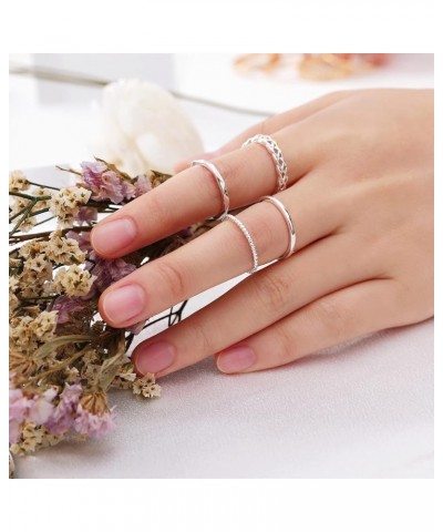 14K Gold Rings Stacking Rings for Women Stackable Silver Rings for Teen Girls Thin Rose Gold Band Ring Set Simple Midi Thumb ...