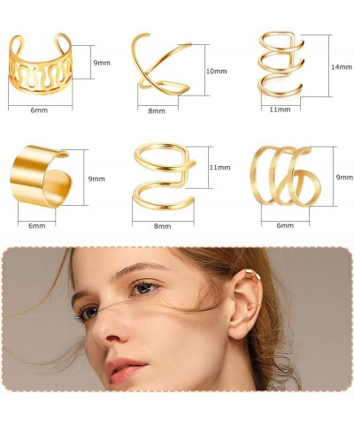 18 Pairs Ear Cuff, 6 Styles Cartilage Clip On Earrings Set Stainless Steel Ear Clip Fake Cartilage Earring Non Piercing Helix...