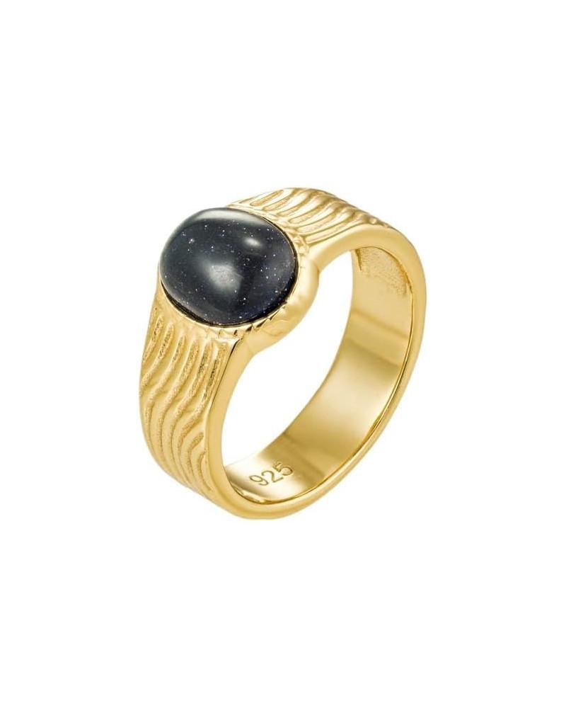 Midnight Onyx Gemstone Statement Signet 18K Gold Ring for Women Gift for Her 03-Celestial Signet 8 $16.43 Rings