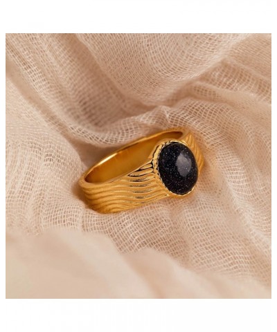 Midnight Onyx Gemstone Statement Signet 18K Gold Ring for Women Gift for Her 03-Celestial Signet 8 $16.43 Rings