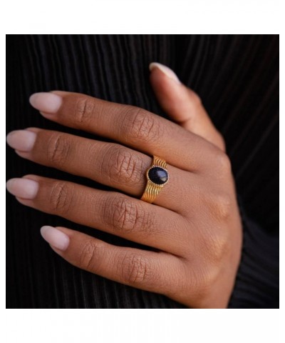 Midnight Onyx Gemstone Statement Signet 18K Gold Ring for Women Gift for Her 03-Celestial Signet 8 $16.43 Rings