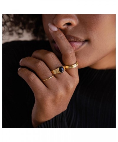 Midnight Onyx Gemstone Statement Signet 18K Gold Ring for Women Gift for Her 03-Celestial Signet 8 $16.43 Rings