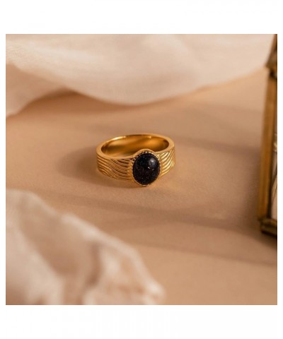 Midnight Onyx Gemstone Statement Signet 18K Gold Ring for Women Gift for Her 03-Celestial Signet 8 $16.43 Rings