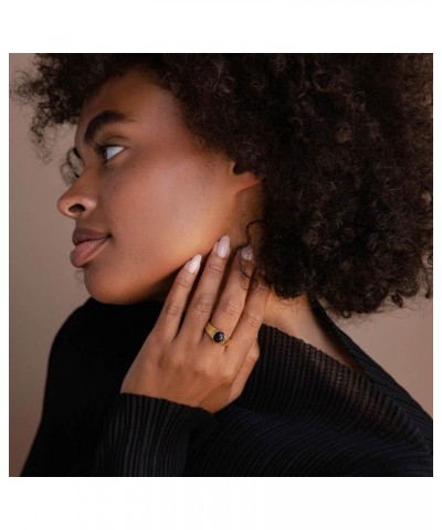 Midnight Onyx Gemstone Statement Signet 18K Gold Ring for Women Gift for Her 03-Celestial Signet 8 $16.43 Rings