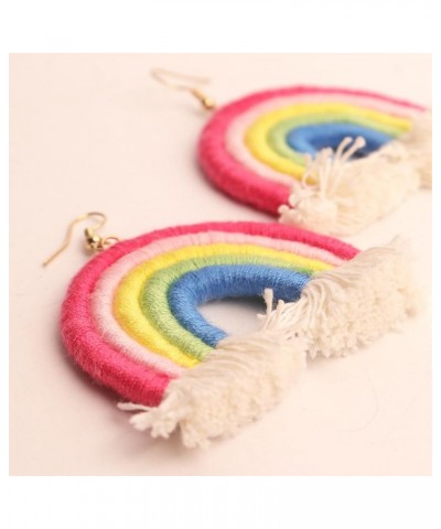 Jeanbeau Boho Rainbow Layered Tassel Dangle Drop Earrings for Women Girls – Trend handmade Bohemian Macrame Tiered Lightweigh...