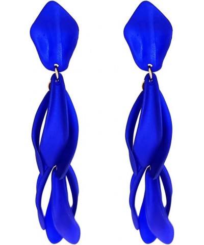 Arcylic Statement Big Earrings, Large Long Fashion Petal Chandelier Dangle Earrings for Women Navy Blue A $9.35 Earrings