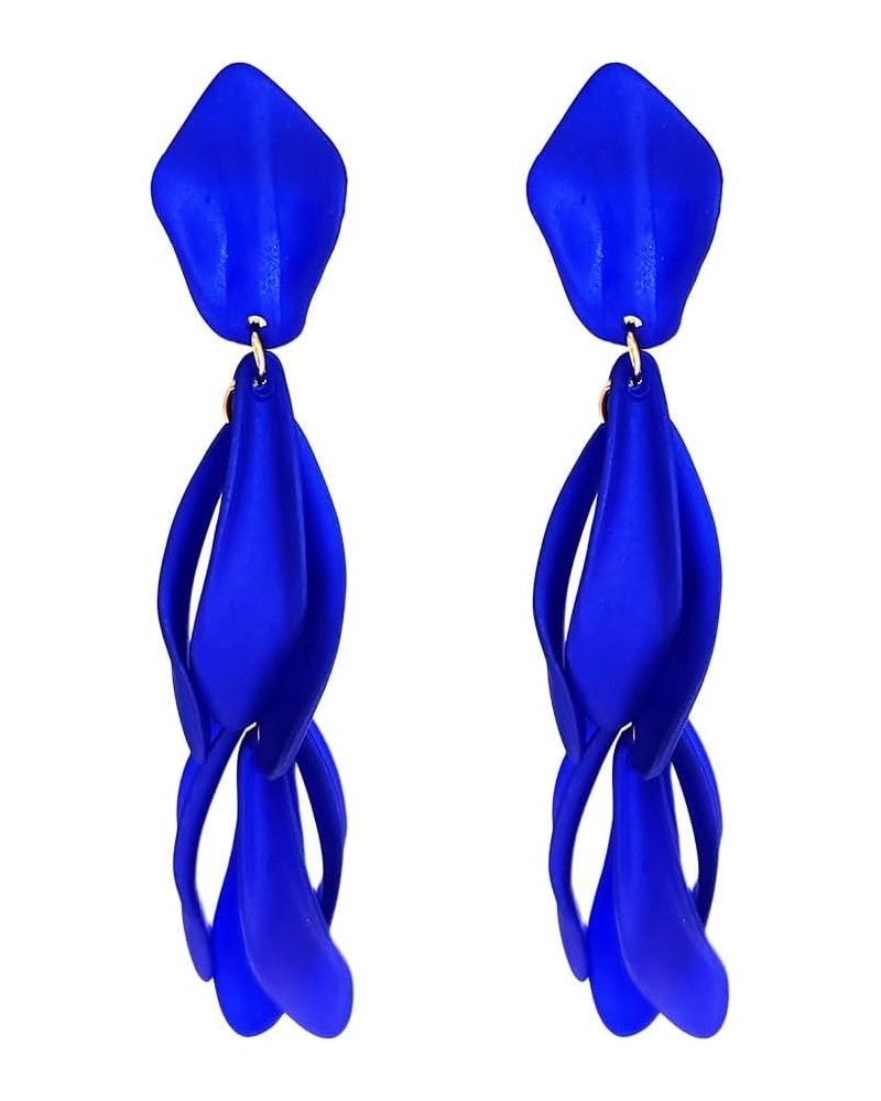 Arcylic Statement Big Earrings, Large Long Fashion Petal Chandelier Dangle Earrings for Women Navy Blue A $9.35 Earrings