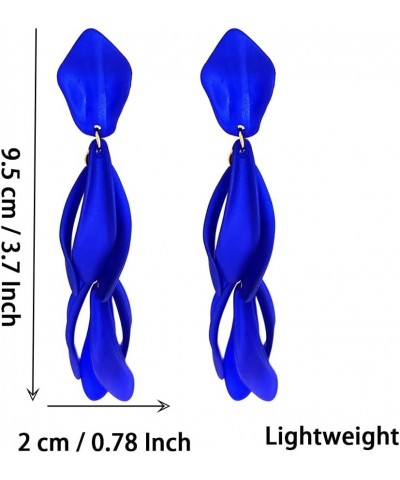 Arcylic Statement Big Earrings, Large Long Fashion Petal Chandelier Dangle Earrings for Women Navy Blue A $9.35 Earrings