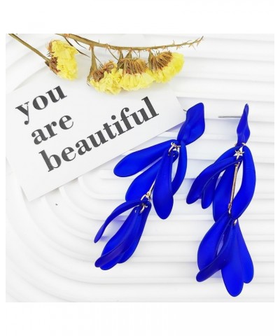 Arcylic Statement Big Earrings, Large Long Fashion Petal Chandelier Dangle Earrings for Women Navy Blue A $9.35 Earrings